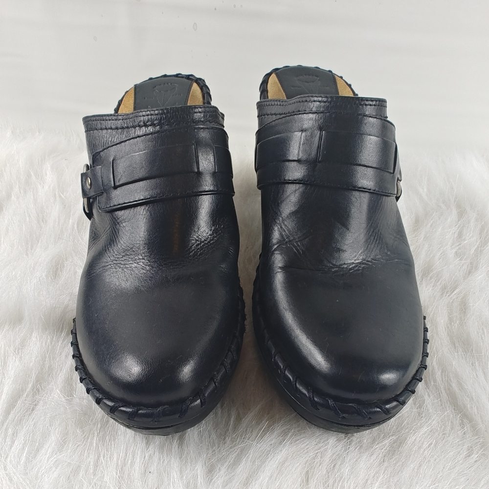 Frye Charlotte Ring Black Leather Mule Clogs size 9M - Picture 5 of 14